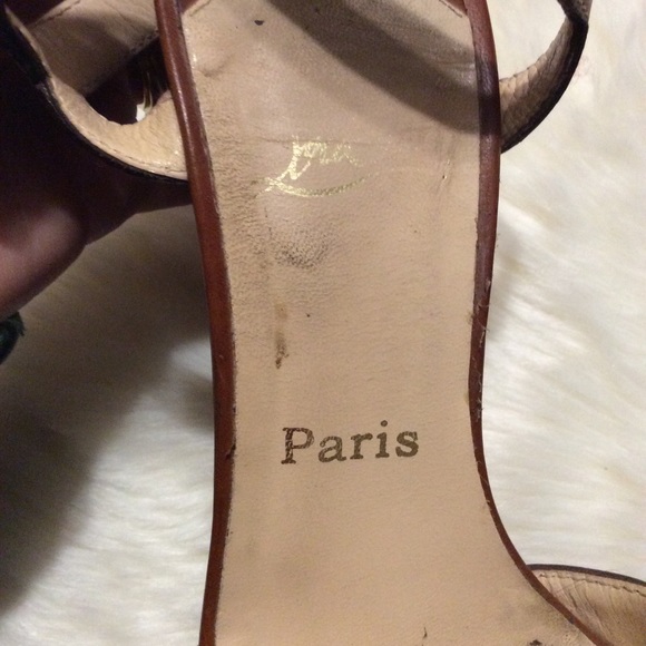 CHRISTIAN LOUBOUTIN Tan Leather Wedge Sandals 37.5 - Picture 5 of 11